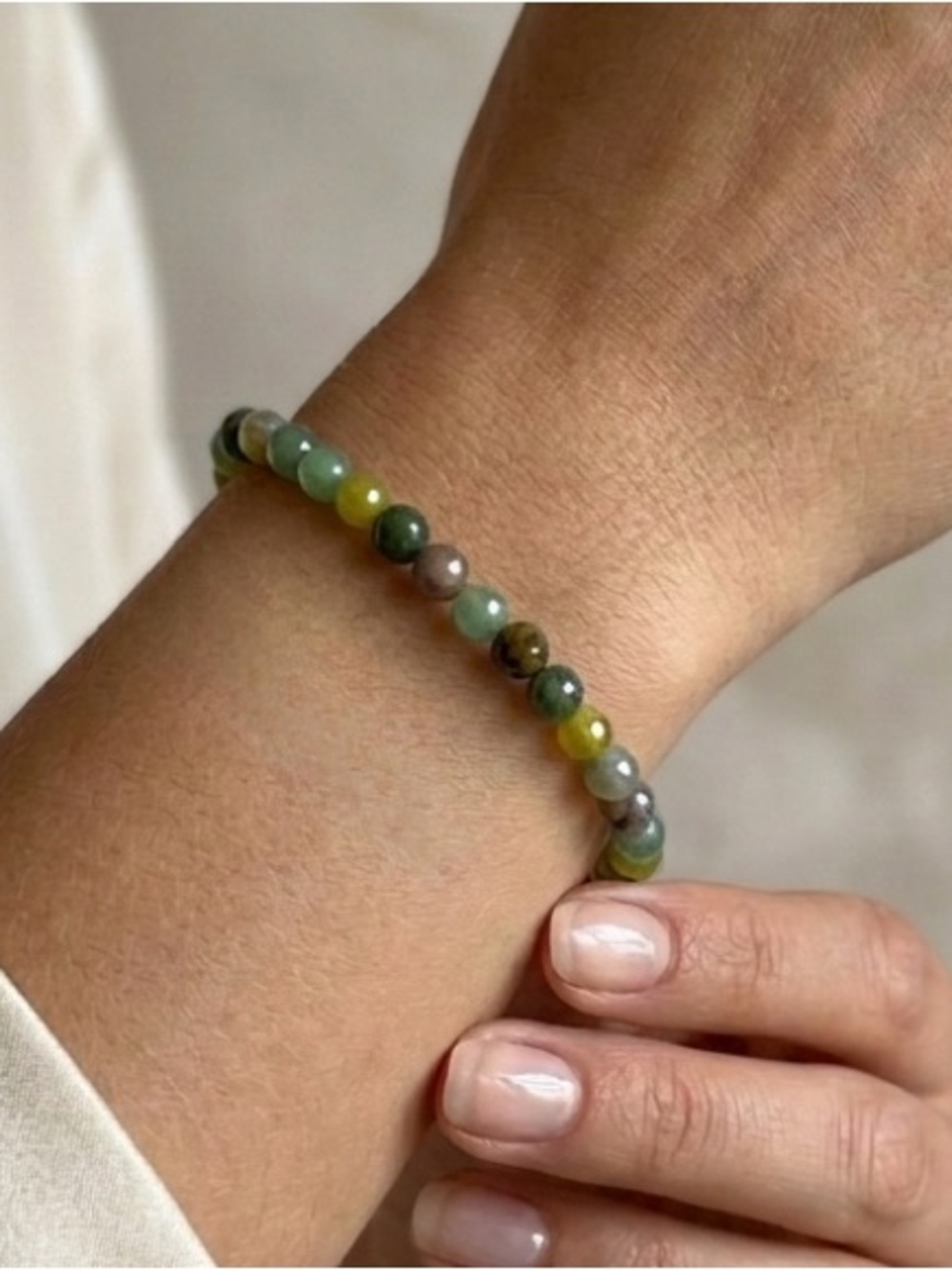 Handmade Faceted Indian Agate Bracelet Size 6